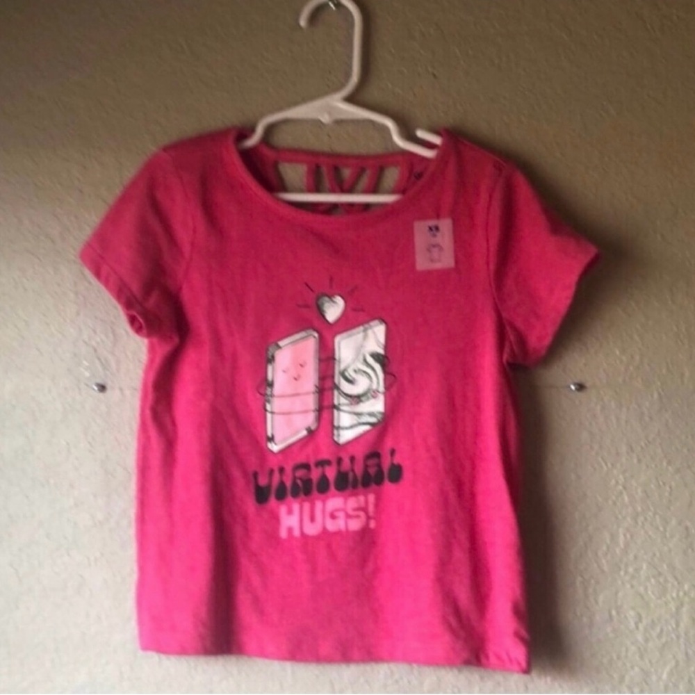 New Old Navy Shirt Girls Pink Short Sleeve Shirt Top Graphic Tee Shirt Size XS 5
